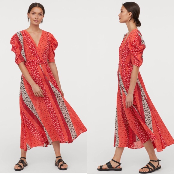 NWOT H&M V-neck Chiffon Dress - Picture 2 of 5